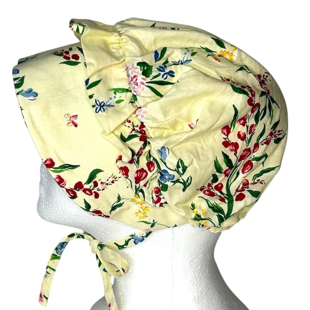PLUM PUDDING Girls Size M Vintage Yellow Floral Flowers Spring Sun Hat Bonnet. - Picture 3 of 9